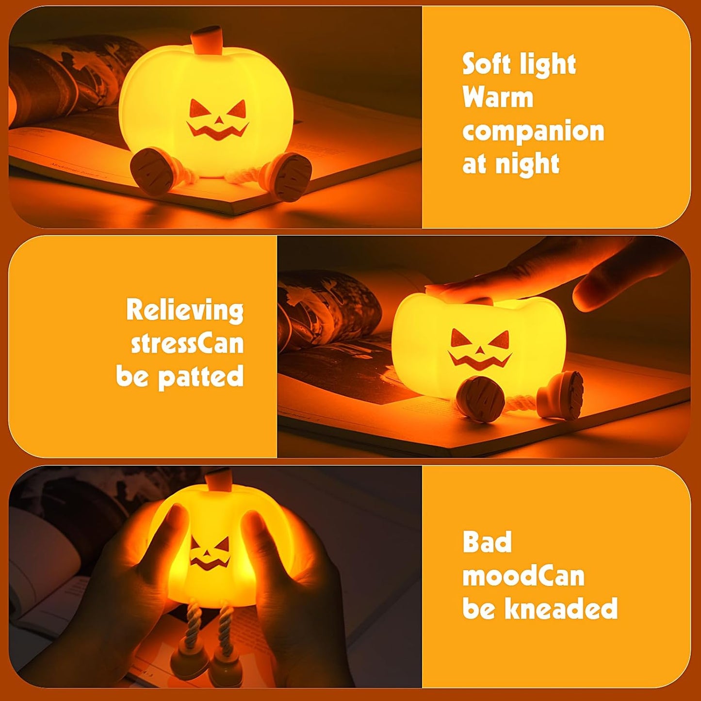 š 3 Hours Left ā 80% OFF! ā°Pumpkin Night Light ā Silicone LED, 3-level Dimmable, tap-to-control, rechargeable, perfect for Halloween & kidsā rooms.