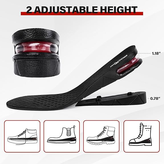 Medazy Height Increase Insoles for Men Women, Adjustable Invisible Shoe Lifts & Height Boosters, Fits Dress Shoes & Casual Footwear - Height Increase Soles & Inserts
