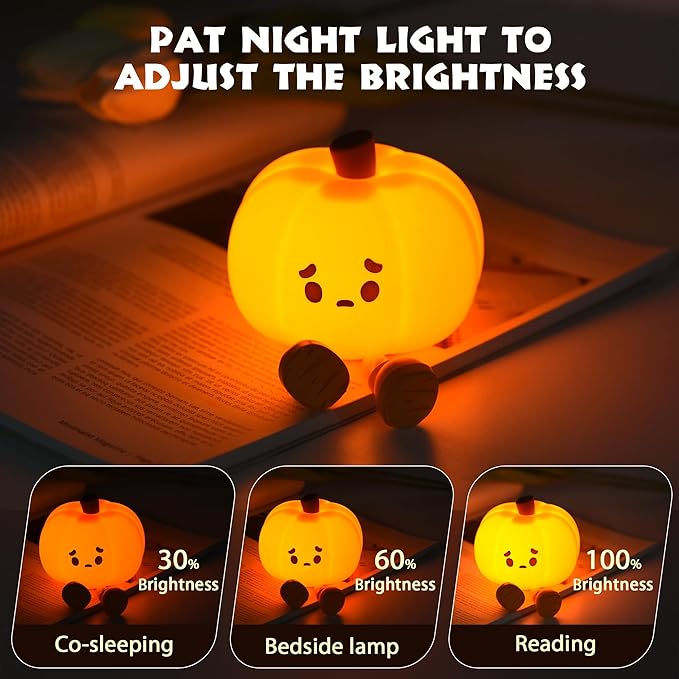š 3 Hours Left ā 80% OFF! ā°Pumpkin Night Light ā Silicone LED, 3-level Dimmable, tap-to-control, rechargeable, perfect for Halloween & kidsā rooms.