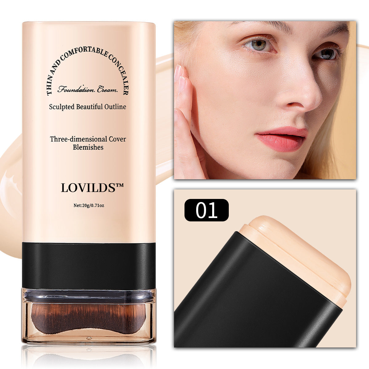 š LOVILDS⢠Dual-Ended Foundation Stick with Brush ā Seamless, Long-Lasting Coverage & Flawless Finish