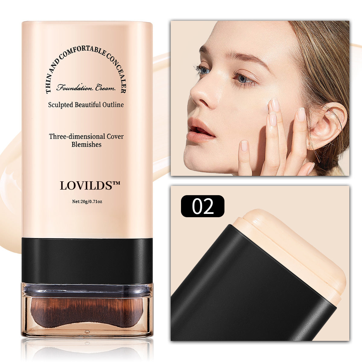 š LOVILDS⢠Dual-Ended Foundation Stick with Brush ā Seamless, Long-Lasting Coverage & Flawless Finish