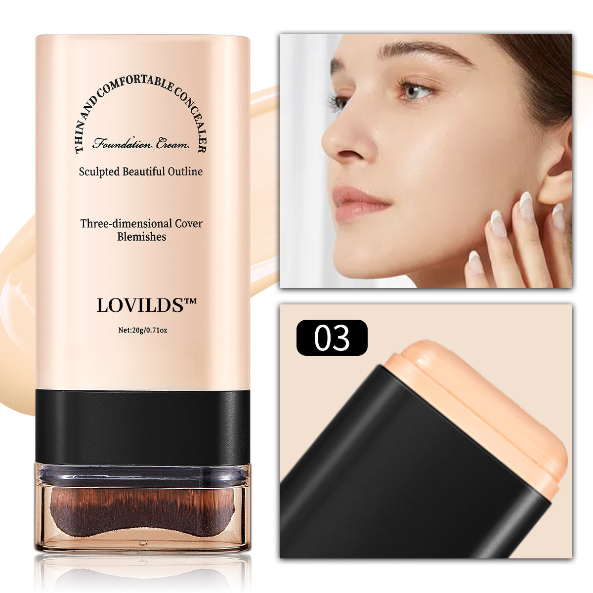 š LOVILDS⢠Dual-Ended Foundation Stick with Brush ā Seamless, Long-Lasting Coverage & Flawless Finish