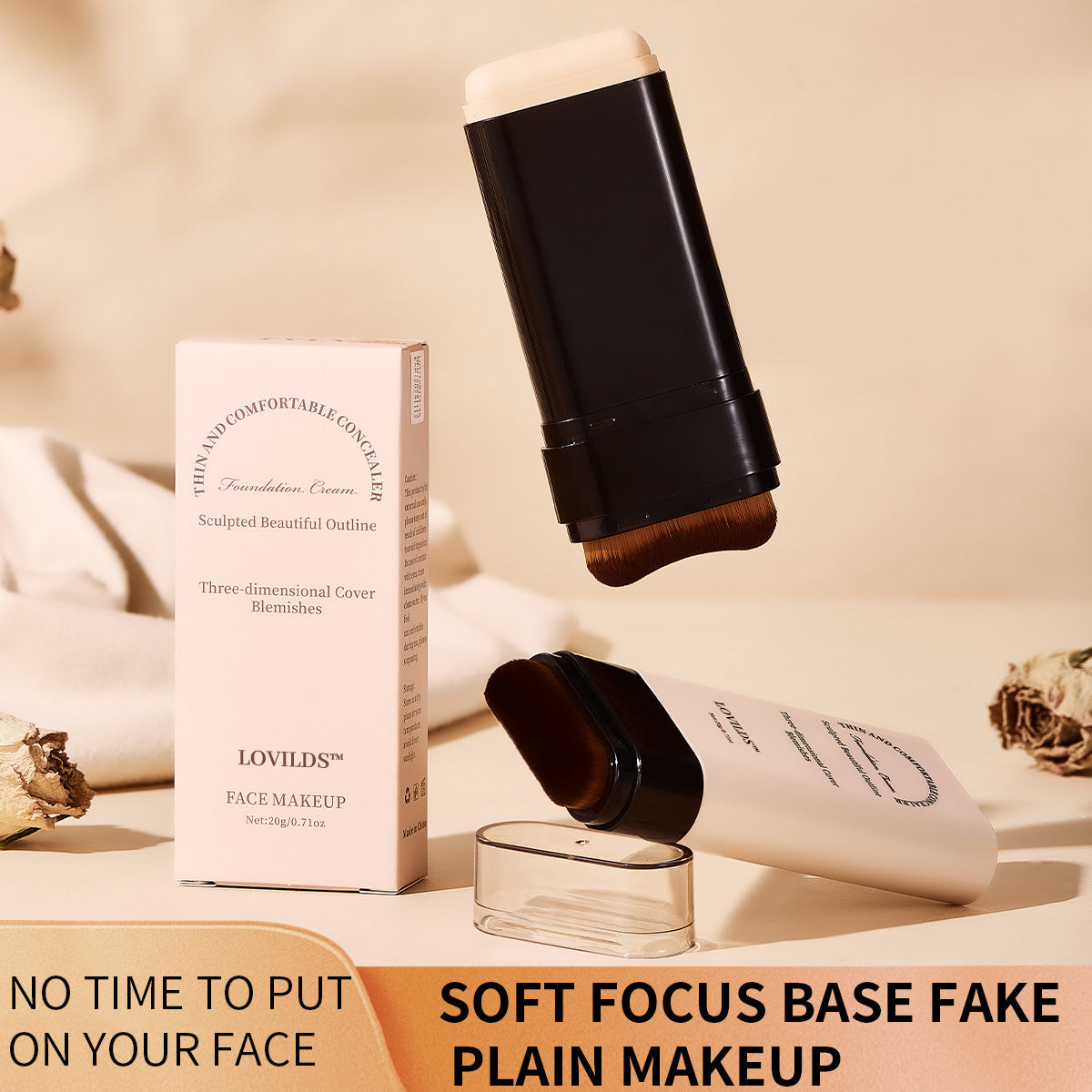 š LOVILDS⢠Dual-Ended Foundation Stick with Brush ā Seamless, Long-Lasting Coverage & Flawless Finish
