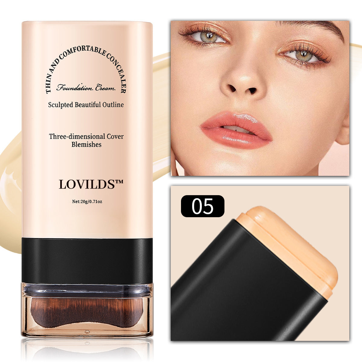 š LOVILDS⢠Dual-Ended Foundation Stick with Brush ā Seamless, Long-Lasting Coverage & Flawless Finish