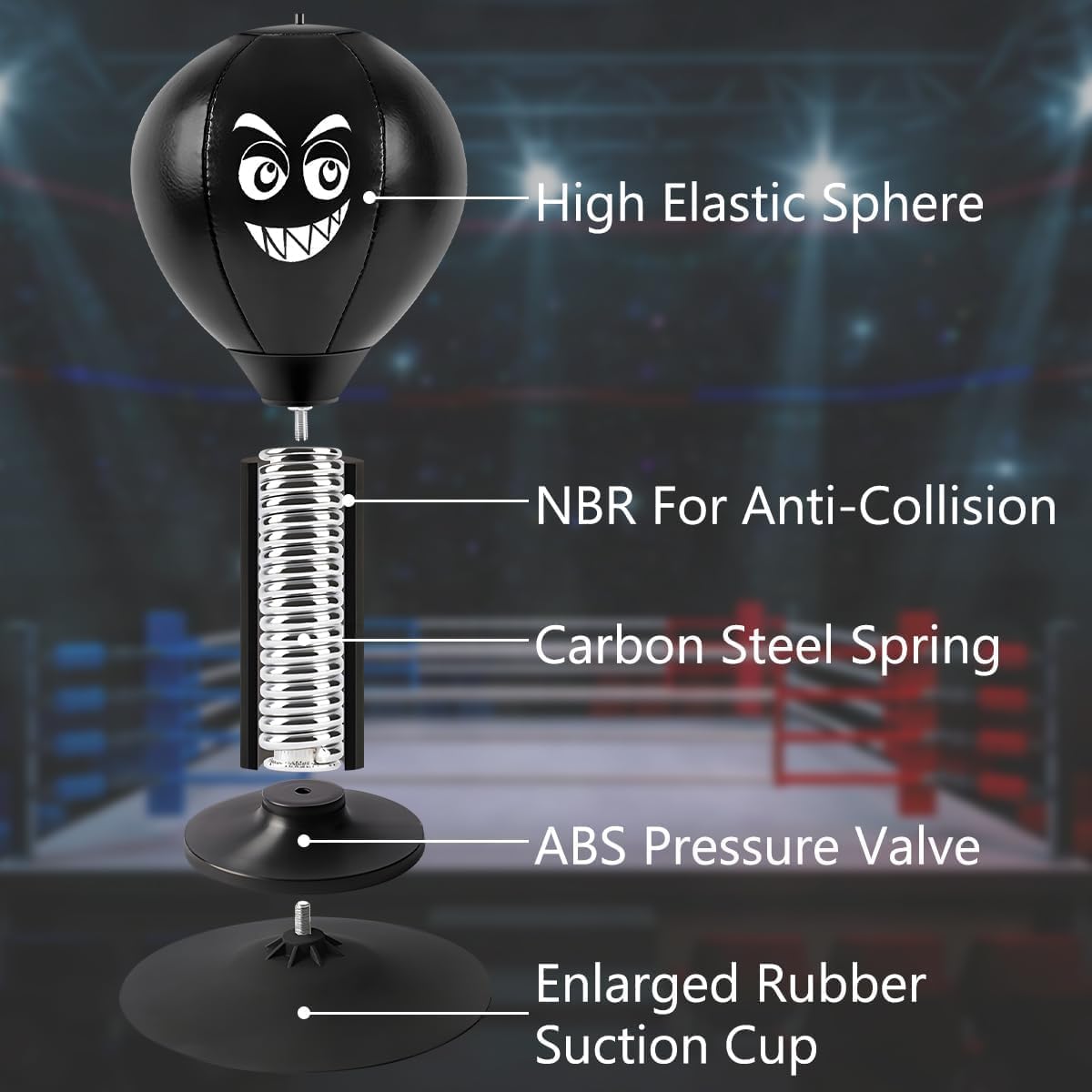 Desktop Punching Bag, Stress Buster with Suction Cup for Office Table and Counters, Heavy Duty Stress Relief Ball, Desk Boxing Punch Ball, Funny Gifts for Kids Coworkers and Friends