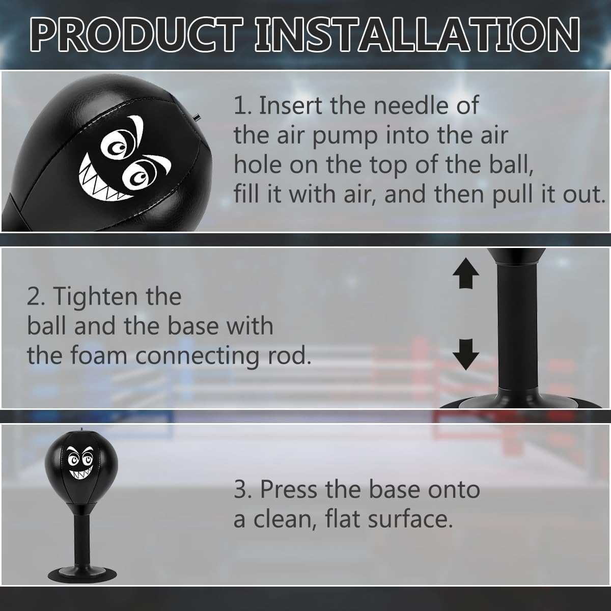 Desktop Punching Bag, Stress Buster with Suction Cup for Office Table and Counters, Heavy Duty Stress Relief Ball, Desk Boxing Punch Ball, Funny Gifts for Kids Coworkers and Friends