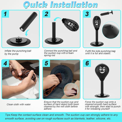 Desktop Punching Bag, Stress Buster with Suction Cup for Office Table and Counters, Heavy Duty Stress Relief Ball, Desk Boxing Punch Ball, Funny Gifts for Kids Coworkers and Friends