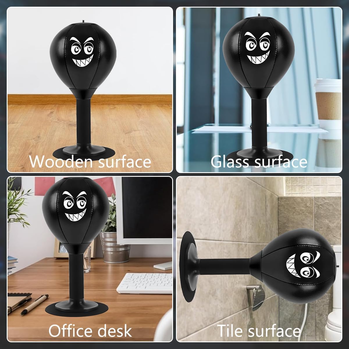 Desktop Punching Bag, Stress Buster with Suction Cup for Office Table and Counters, Heavy Duty Stress Relief Ball, Desk Boxing Punch Ball, Funny Gifts for Kids Coworkers and Friends