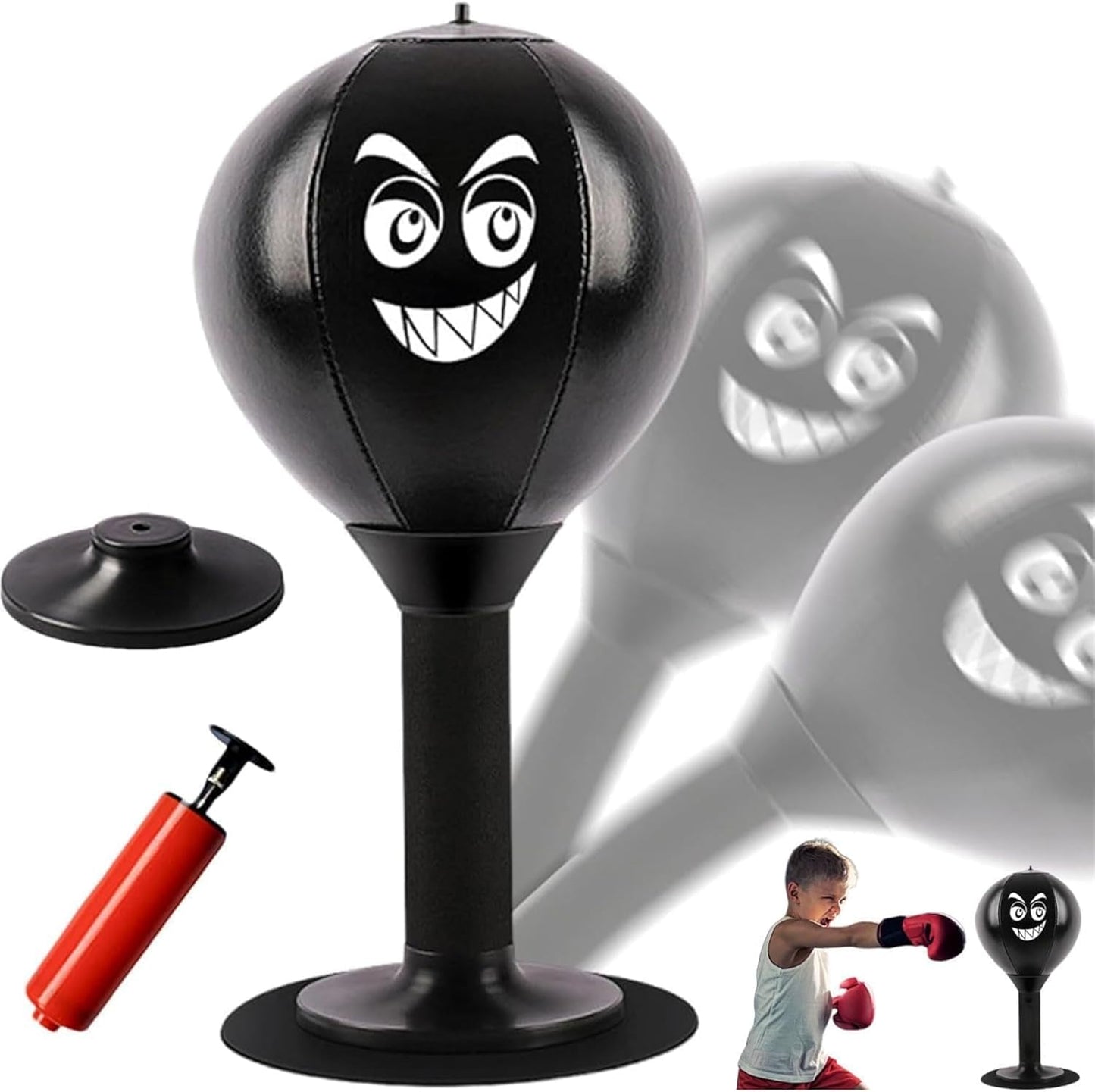 Desktop Punching Bag, Stress Buster with Suction Cup for Office Table and Counters, Heavy Duty Stress Relief Ball, Desk Boxing Punch Ball, Funny Gifts for Kids Coworkers and Friends