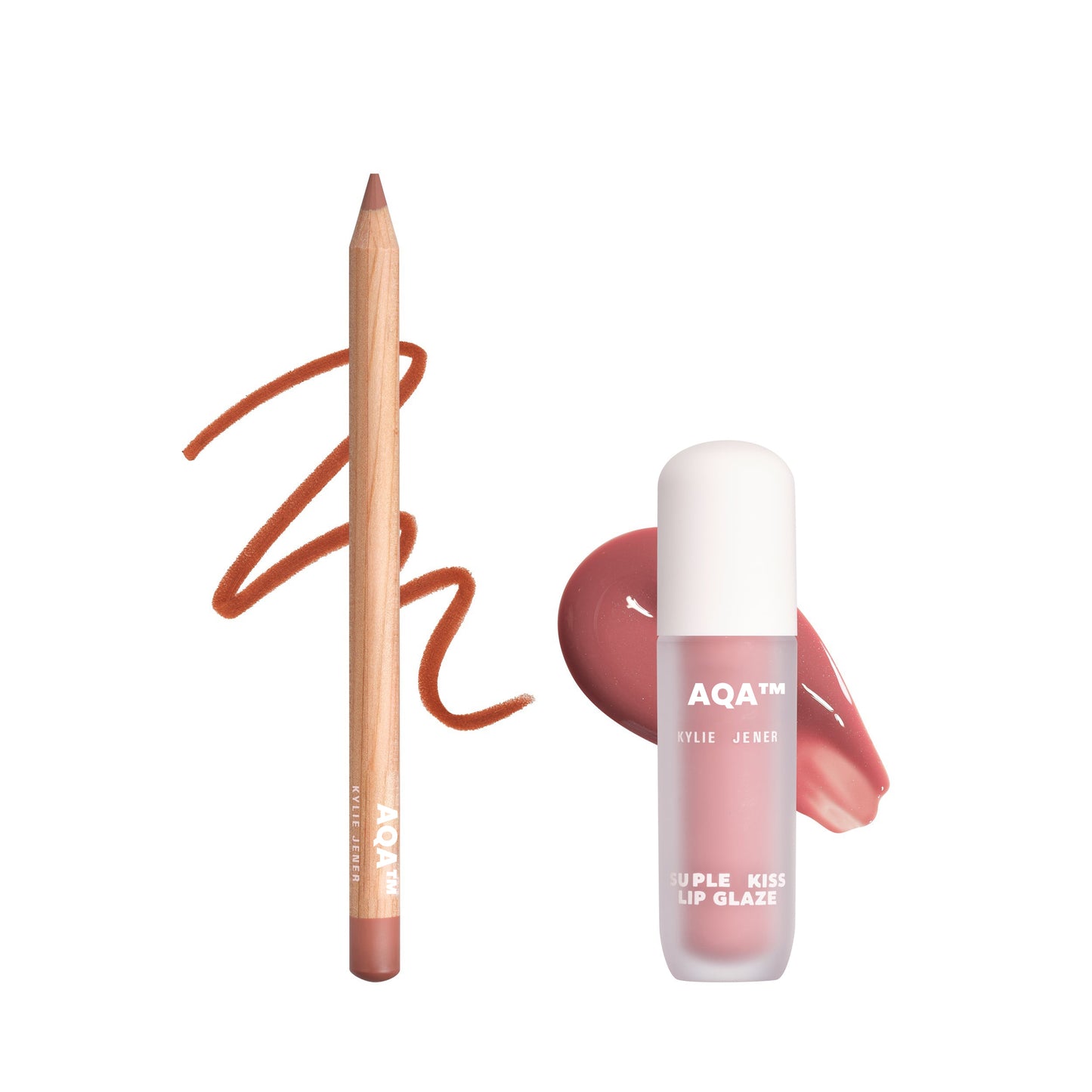 Glossy Lip Kit contoured shades + glossy finish | Color Soft Pink Nude - 2 piece Liner and Glaze Set 0.04oz Crayon| 0.10 fl oz Gloss