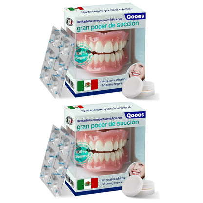 Dentadura completa Qooes con ajuste de succión perfecto 🍀🍀🍀