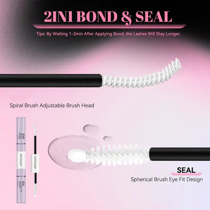 LOVILDS® Lashes Cluster Bond & Seal & Remover For Girls Waterproof Longlasting Makeup 3In1 Glue
