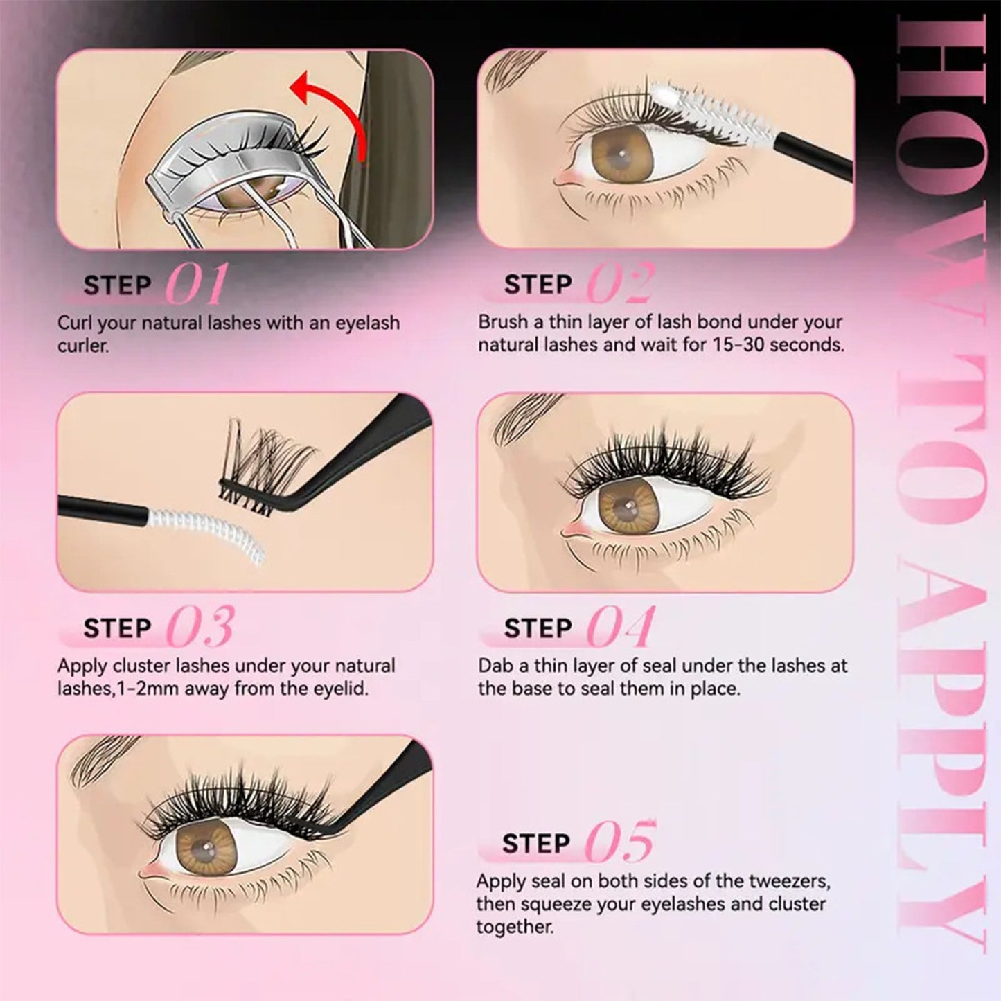LOVILDS® Lashes Cluster Bond & Seal & Remover For Girls Waterproof Longlasting Makeup 3In1 Glue