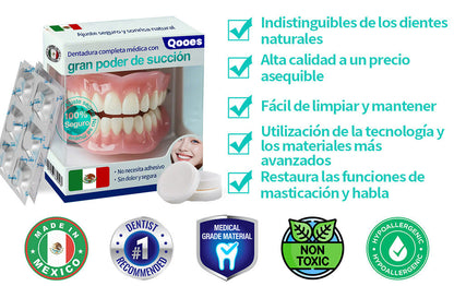 Dentadura completa Qooes con ajuste de succión perfecto 🍀🍀🍀