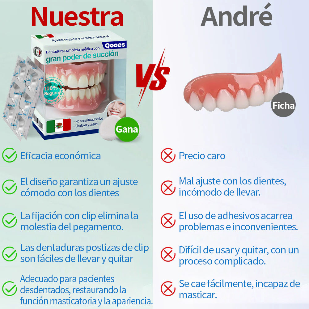 Dentadura completa Qooes con ajuste de succión perfecto 🍀🍀🍀