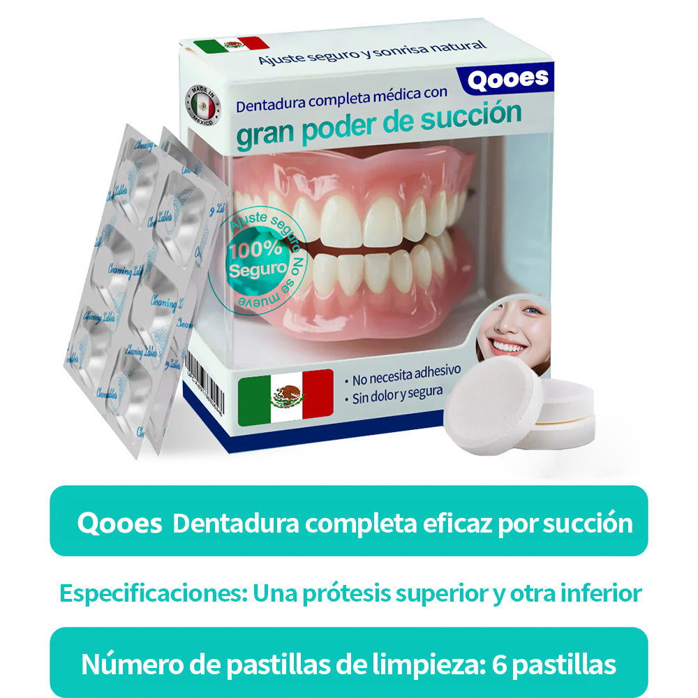 Dentadura completa Qooes con ajuste de succión perfecto 🍀🍀🍀