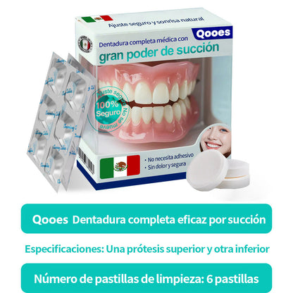 Dentadura completa Qooes con ajuste de succión perfecto 🍀🍀🍀